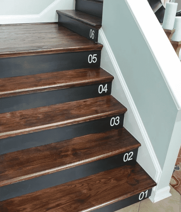 contemporary wood stair risers